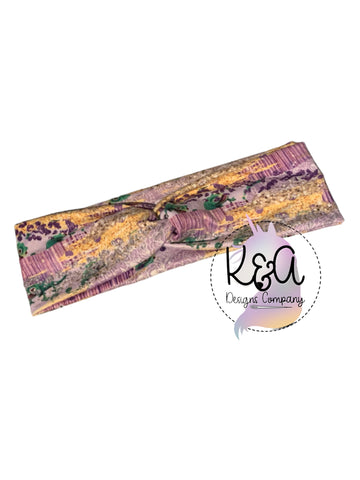 Lavender/Gold Splatter Adult Headwrap